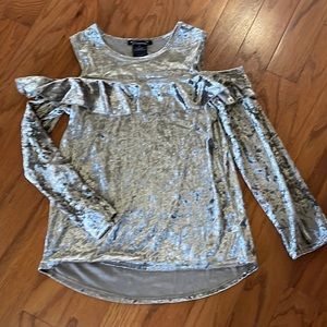 Xtraordinary girls cold shoulder velvet long sleeve top size xl